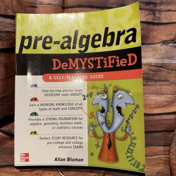 Pre-Algebra DeMYSTiFieD Self-Teaching Guide Allan Bluman McGraw Hill Math Book - Picture 1 of 8